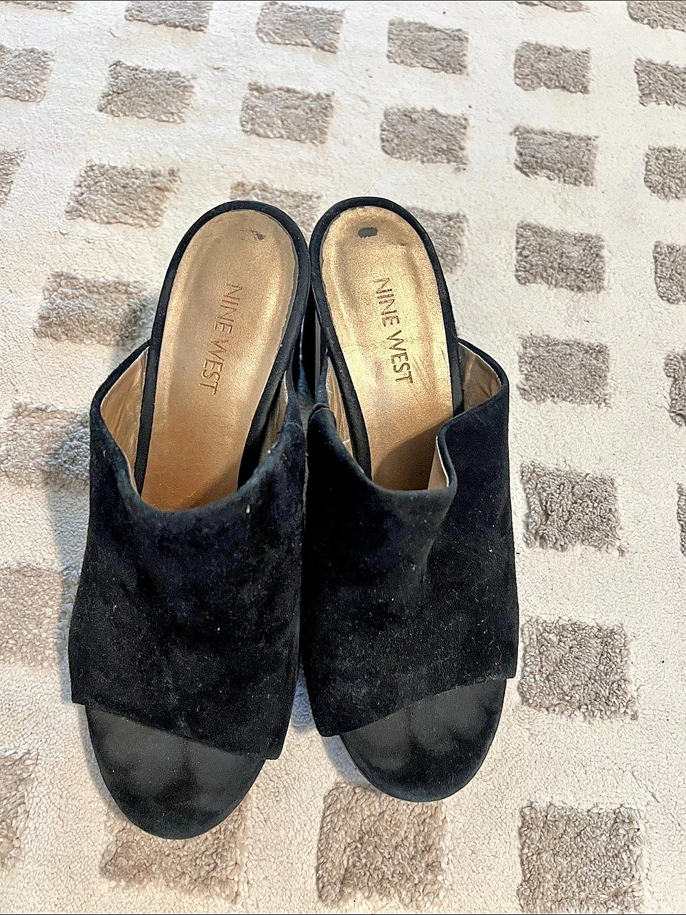 Nine West Black Block Heel Mules